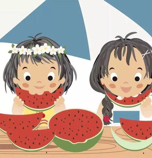 两对情侣吃瓜卡通头像,欢乐无限，卡通头像里的甜蜜瞬间